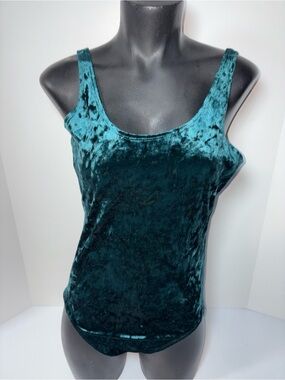 twik Crushed Velvet Scoop Tank Top - Teal Green